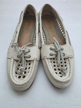 Sperry Top-Sider Leather Boat Shoes With Woven Design Loafers Coastal Life Sz 8M